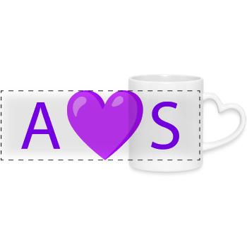 Design de typographie minimaliste Heart Love - Mug panoramique avec anse en forme de cœur - blanc - Devant