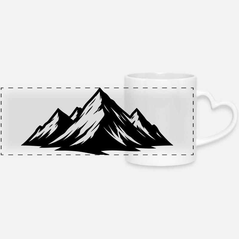 Mountains symbolism - Panoramic mug with heart handle - white