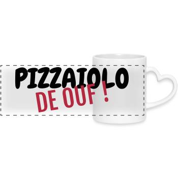 pizza / pizzaiolo / chef / italie / pizzaiola - Mug panoramique avec anse en forme de cœur - blanc - Devant