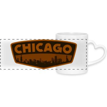 Chicago, Illinois, États-Unis - Mug panoramique avec anse en forme de cœur - blanc - Devant