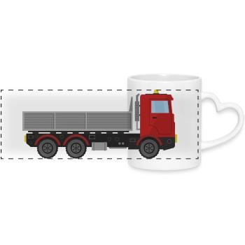Camion de livraison de marchandises - Mug panoramique avec anse en forme de cœur - blanc - Devant