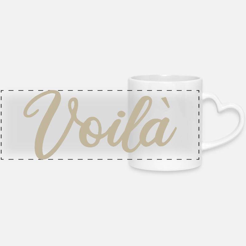 Voila Handlettered Script Design - Panoramatasse mit Herzhenkel - Weiß