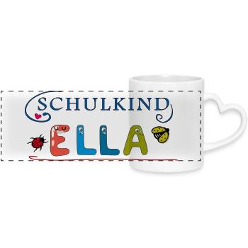 Schoolchild Ella - Panoramic mug with heart handle - white - Front