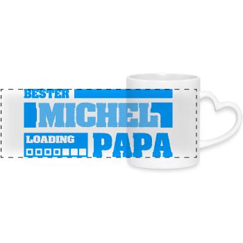 Gift for Michel - Panoramic mug with heart handle - white - Front