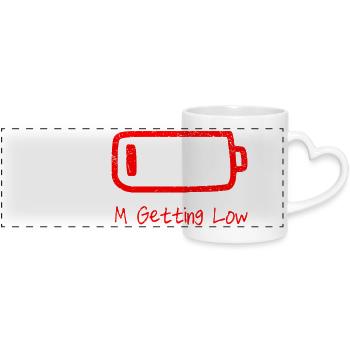 Minimalistische Batteriewarn-Illustration - Panoramatasse mit Herzhenkel - Weiß - Vorne