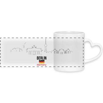 Bold German Flag Typography - Panoramic mug with heart handle - white - Front