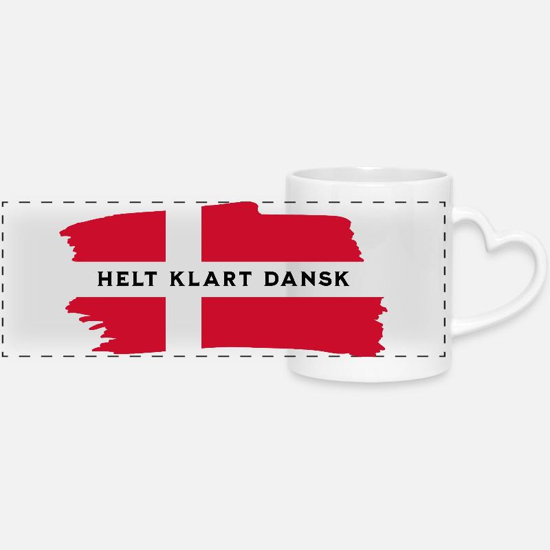 Danish flag - Panoramic mug with heart handle - white