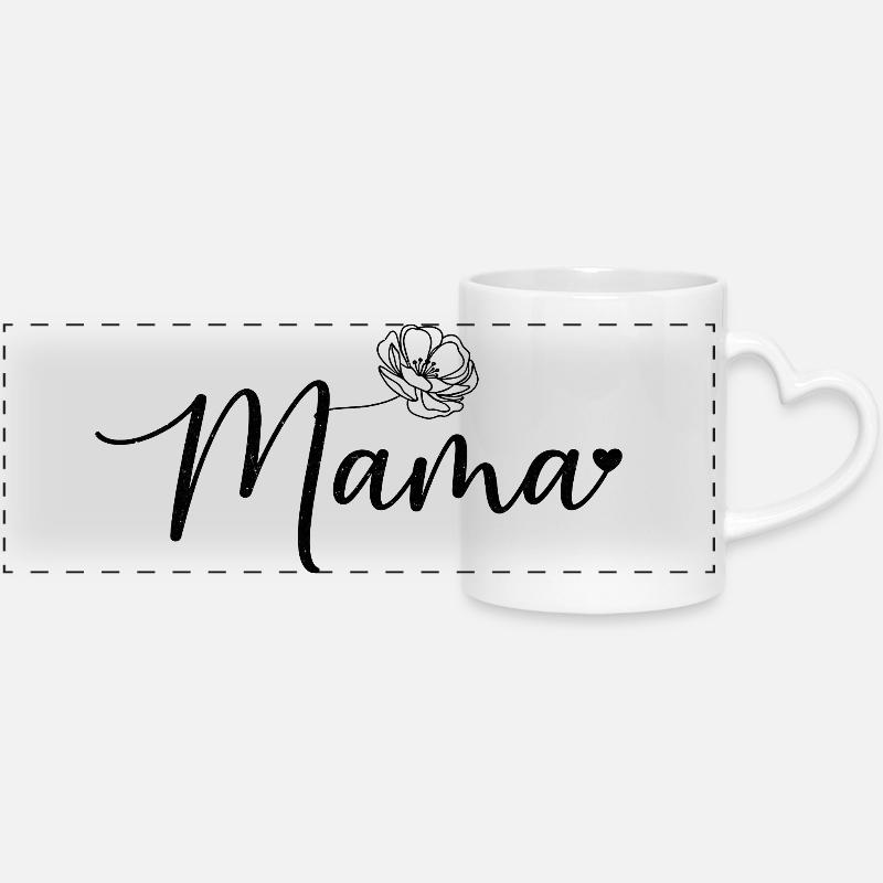 Mama Muttertag Blume - Panoramatasse mit Herzhenkel - Weiß