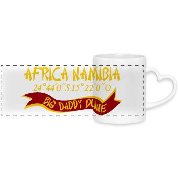 Africa Namibia, Big Daddy Dune, coordinates - Panoramic mug with heart handle - white - Front