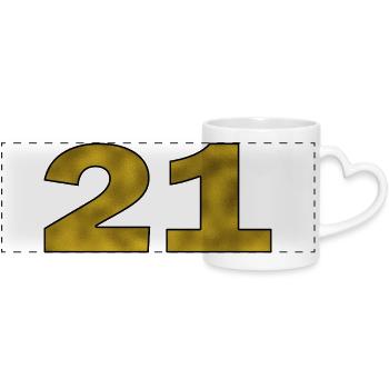 21 Gold Birthday - Panoramic mug with heart handle - white - Front