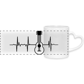 Heartbeat Ukulele Player - Panoramic mug with heart handle - white - Front