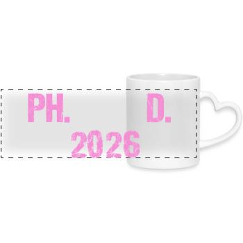 Doctor 2026 Degree Philistine Dissertation PhD - Panoramic mug with heart handle - white - Front
