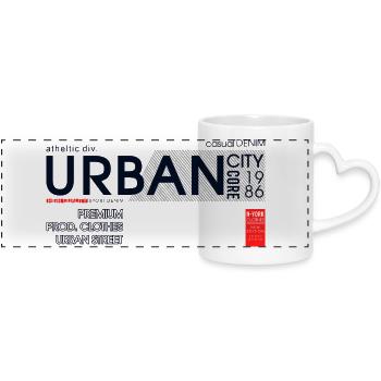 Urbane Denim-Skyline - Panoramatasse mit Herzhenkel - Weiß - Vorne