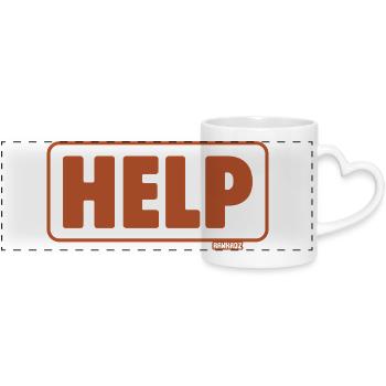 Emergency Sign Retro Design Help - Panoramic mug with heart handle - white - Front
