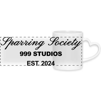 Sparring society White print - Panoramic mug with heart handle - white - Front