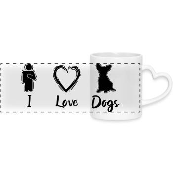 Amoureux des chiens - Mug panoramique avec anse en forme de cœur - blanc - Devant