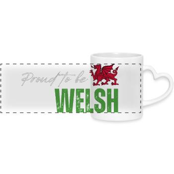 Stolzer Waliser, ich liebe Wales - Panoramatasse mit Herzhenkel - Weiß - Vorne