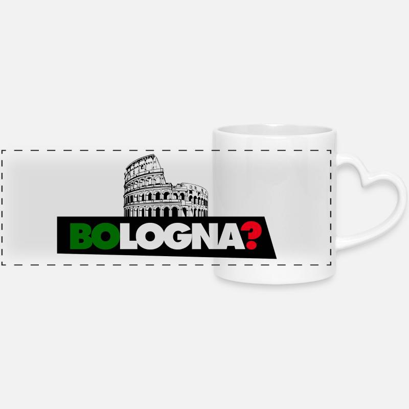Bologne? - Mug panoramique avec anse en forme de cœur - blanc