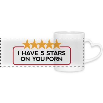 Je ai cinq étoiles sur YouPorn! - Mug panoramique avec anse en forme de cœur - blanc - Devant