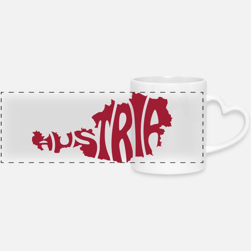 Austria Map Artistic Typography Design - Panoramic mug with heart handle - white