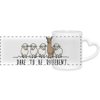 Dare To Be Different – Sheep Alpaca Illustration - Panoramic mug with heart handle - white - Front