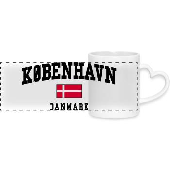 Copenhagen Denmark Flag Design - Panoramic mug with heart handle - white - Front