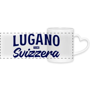 Lugano Svizzera Script Design - Mug panoramique avec anse en forme de cœur - blanc - Devant