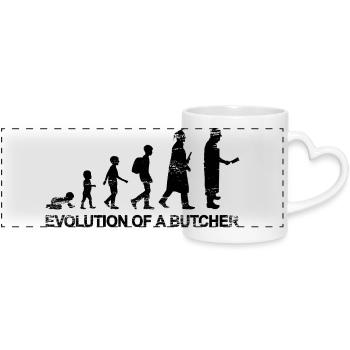 Development of a butcher - Panoramic mug with heart handle - white - Front