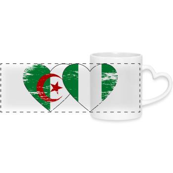 Algeria Nigeria Flag Heart Used - Panoramic mug with heart handle - white - Front