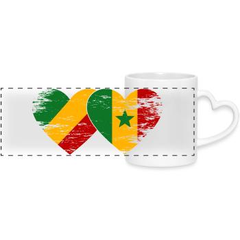 Congo Senegal flag used - Panoramic mug with heart handle - white - Front
