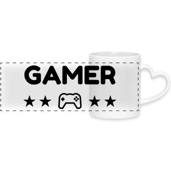 Gaming Gamer Video Game Player Geek - Panoramic mug with heart handle - white - Front