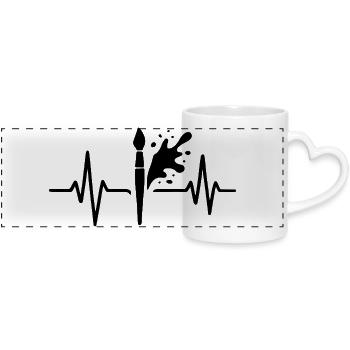 Farbroller Heartbeat Line DIY Farbdesign - Panoramatasse mit Herzhenkel - Weiß - Vorne