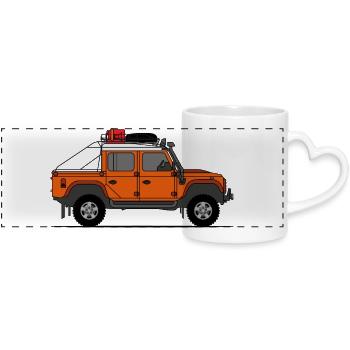 Defender Double Cab Offroad Orange - Panoramic mug with heart handle - white - Front