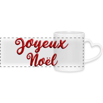 Joyeux Noël Script Rouge - Mug panoramique avec anse en forme de cœur - blanc - Devant
