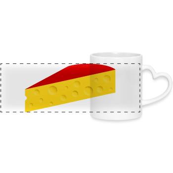 Quartier de fromage à croûte rouge - Mug panoramique avec anse en forme de cœur - blanc - Devant