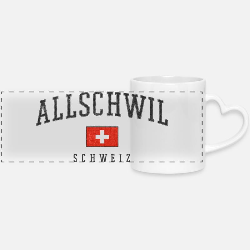 Logo Allschwil drapeau suisse - Mug panoramique avec anse en forme de cœur - blanc