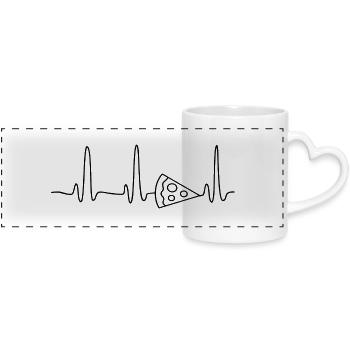 ECG HERZINIE PIZZA noir - Mug panoramique avec anse en forme de cœur - blanc - Devant