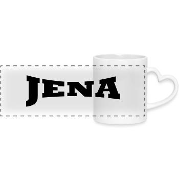 Jena lettering - Panoramic mug with heart handle - white - Front