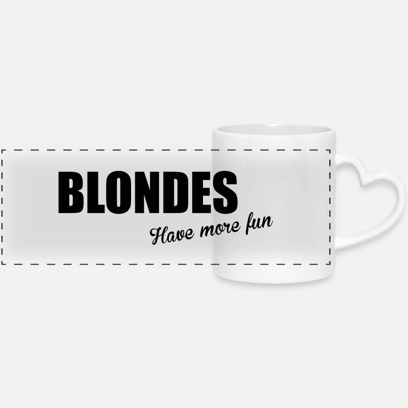 Blondes - Panoramic mug with heart handle - white