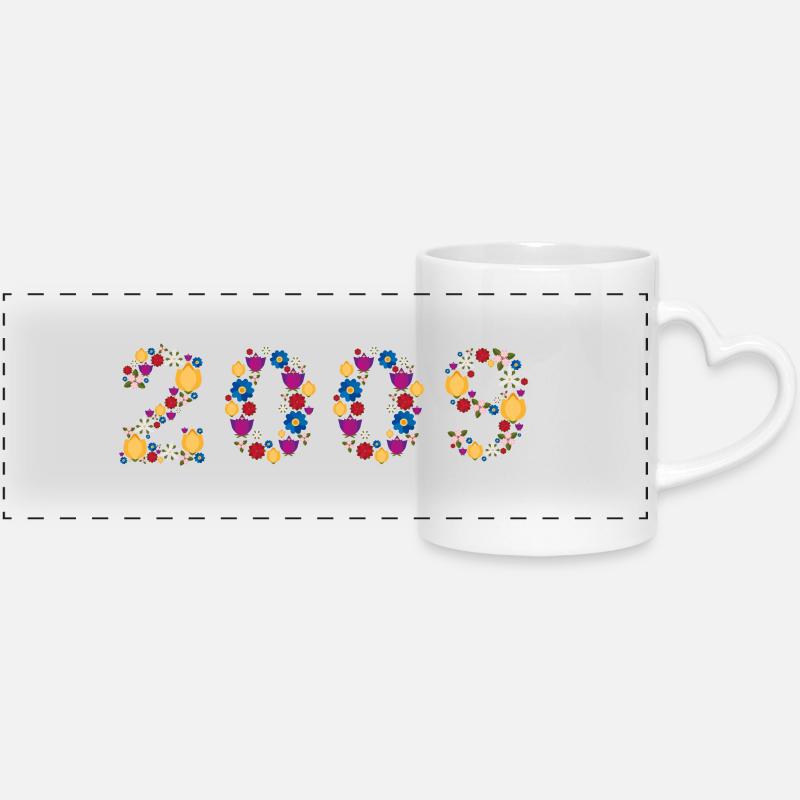 Flowers 2009 - Panoramic mug with heart handle - white