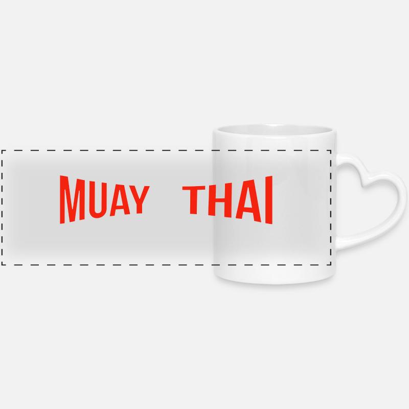 MUAY THAI - Panoramic mug with heart handle - white