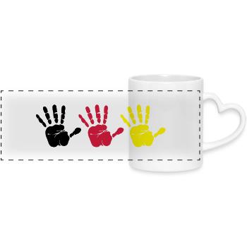 Empreinte de main Trio - Mug panoramique avec anse en forme de cœur - blanc - Devant
