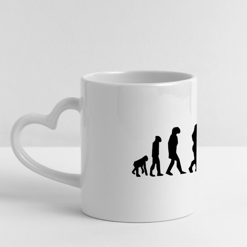 Evolution code à barres Mug panoramique avec anse en forme de cœur