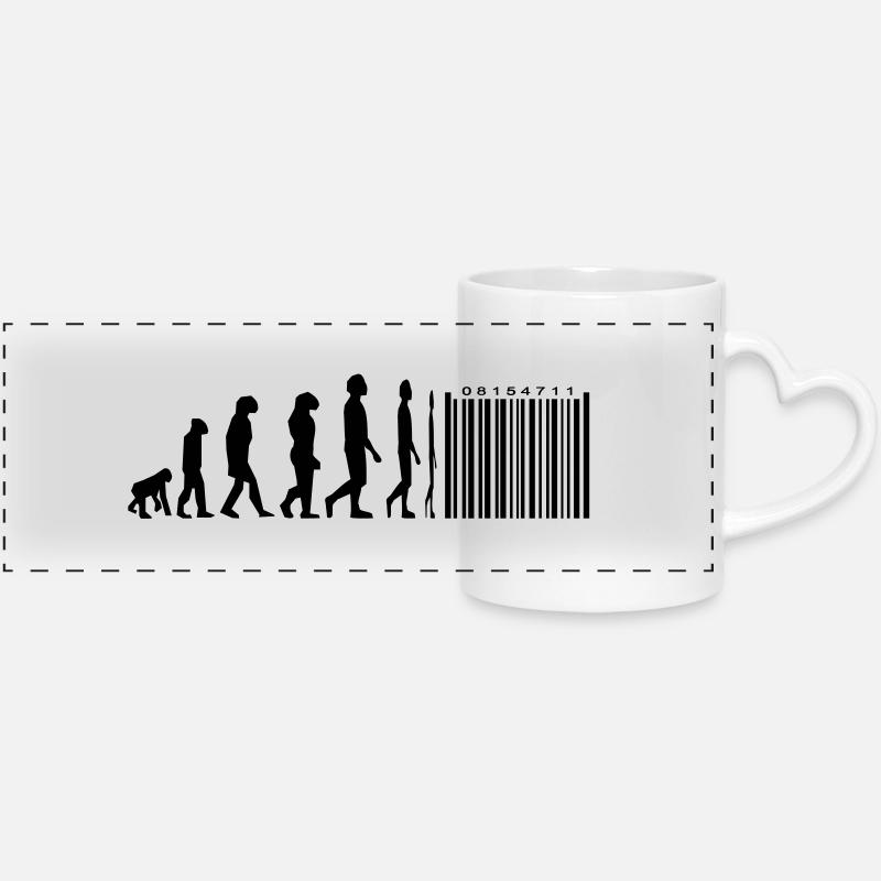 Evolution barcode - Panoramic mug with heart handle - white