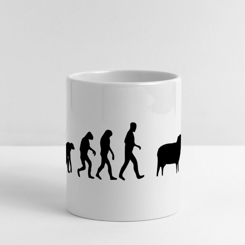 sheep evolution Panoramic mug with heart handle