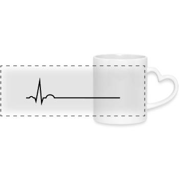 EKG mit Namenslinie lang - Panoramatasse mit Herzhenkel - Weiß - Vorne