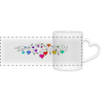 Colorful Hearts Valentine's Day - Panoramic mug with heart handle - white - Front