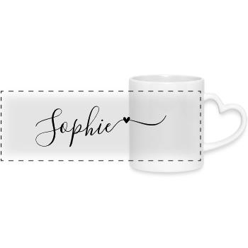Sophie Name Vorname Dekorativ - Panoramatasse mit Herzhenkel - Weiß - Vorne