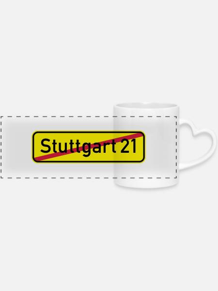 Stuttgart 21 - Panoramatasse mit Herzhenkel - Weiß