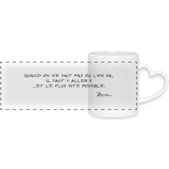 Devise Shadoks n°06 - Mug panoramique avec anse en forme de cœur - blanc - Devant